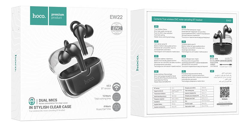 Audifonos Bluetooth TWS ENC Hoco EW22 Negros