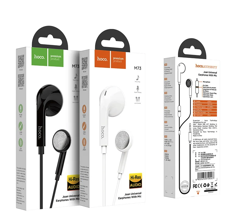 Audifonos Cableados Hoco Stereo M73 Negro