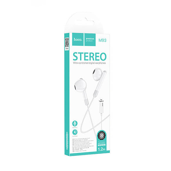 Audifonos Cableados Hoco M93 Joy In Ear Tipo C Blanco