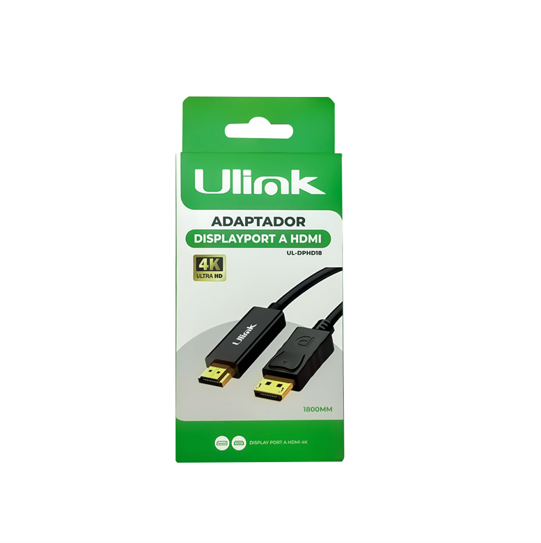 Adaptador DisplayPort Macho a HDMI 4K 1,8MT Ulink UL-DPHD18