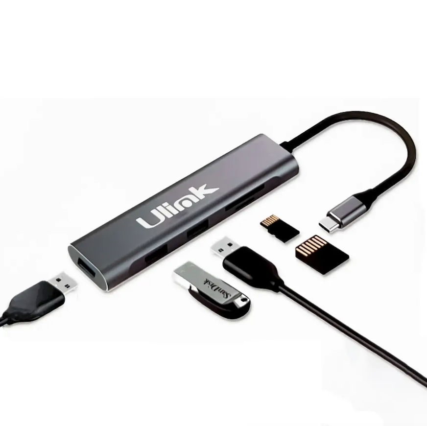 Adaptador USB-C 5 en 1 Ulink UL-ADC530RD SD MicroSD USB