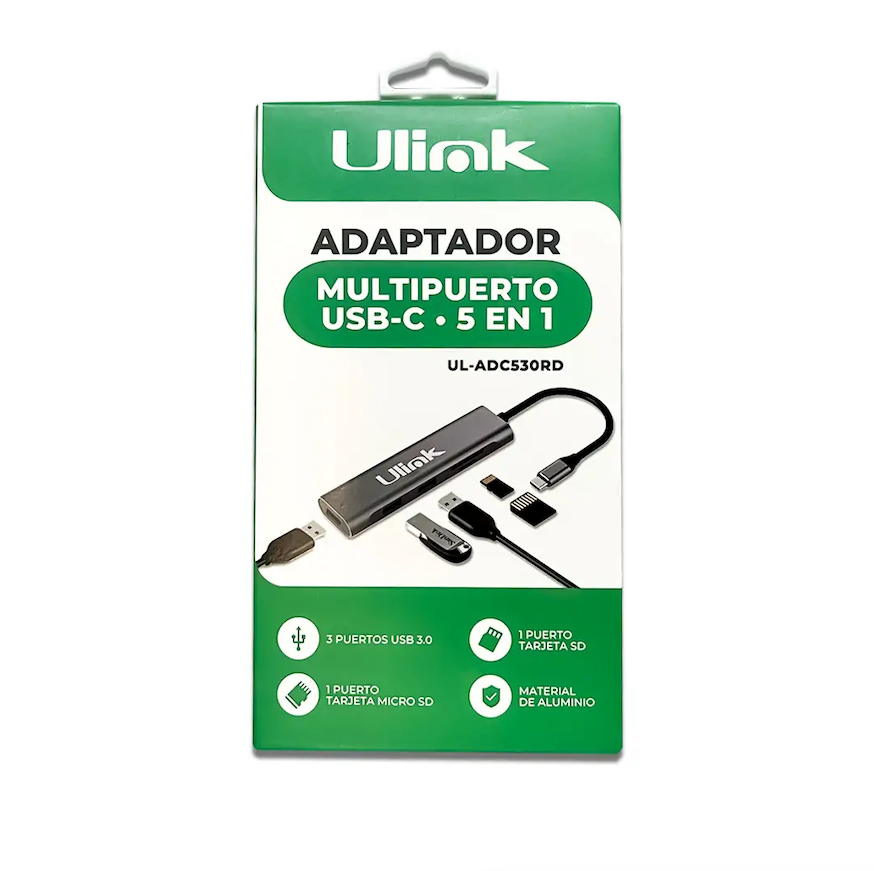Adaptador USB-C 5 en 1 Ulink UL-ADC530RD SD MicroSD USB