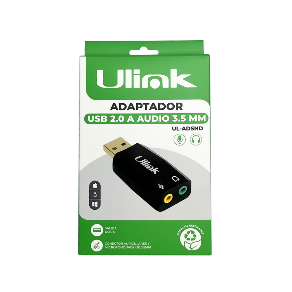 Adaptador USB 2.0 A Audio 3.5mm UL-ADSND