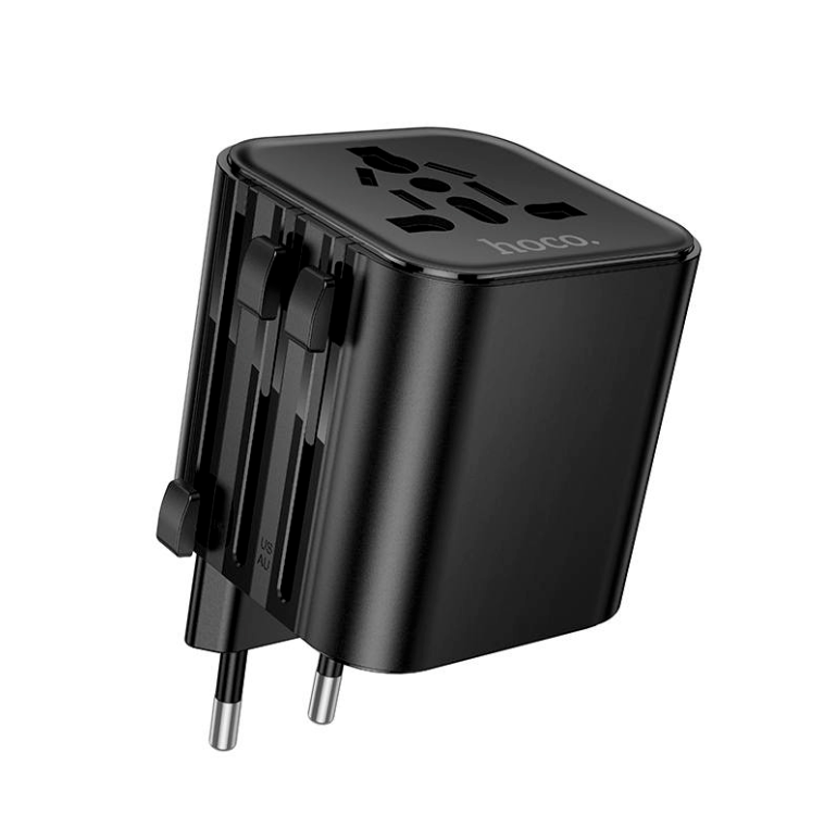 Adaptador de Enchufe Universal para Viaje Hoco AC29 Negro