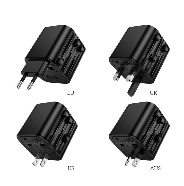 Adaptador de Enchufe Universal para Viaje Hoco AC29 Negro