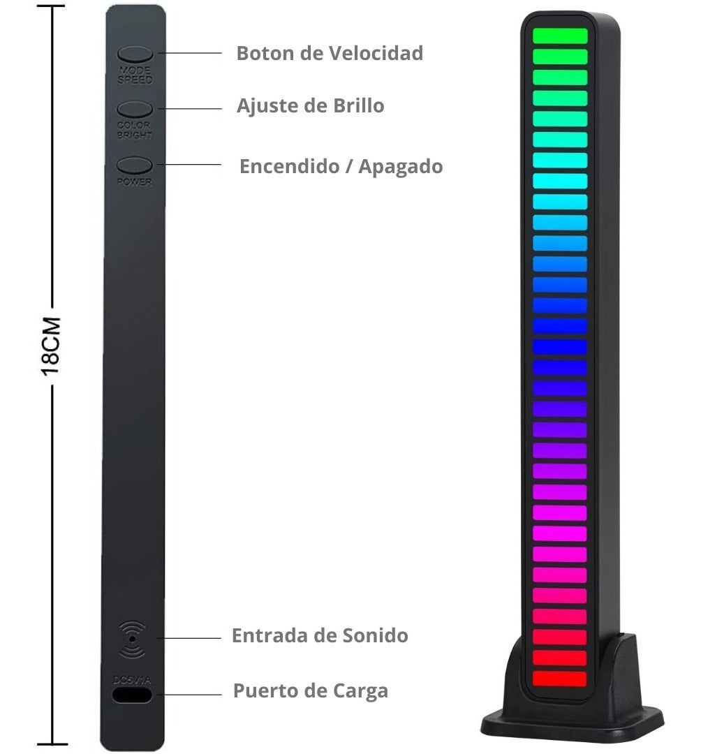 Barra Led RGB Rítmica Sonido Recargable Aplicación Smartphone