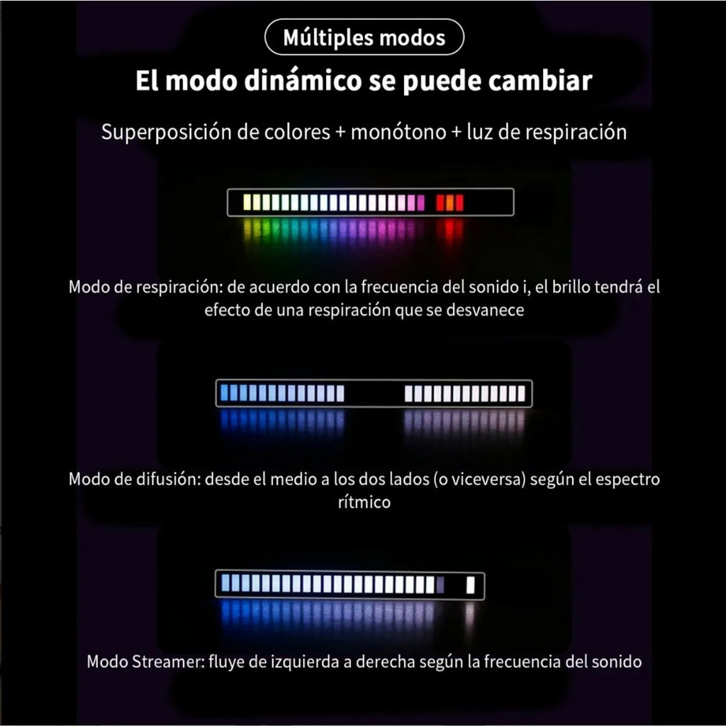 Barra Led RGB Rítmica Sonido Recargable Aplicación Smartphone
