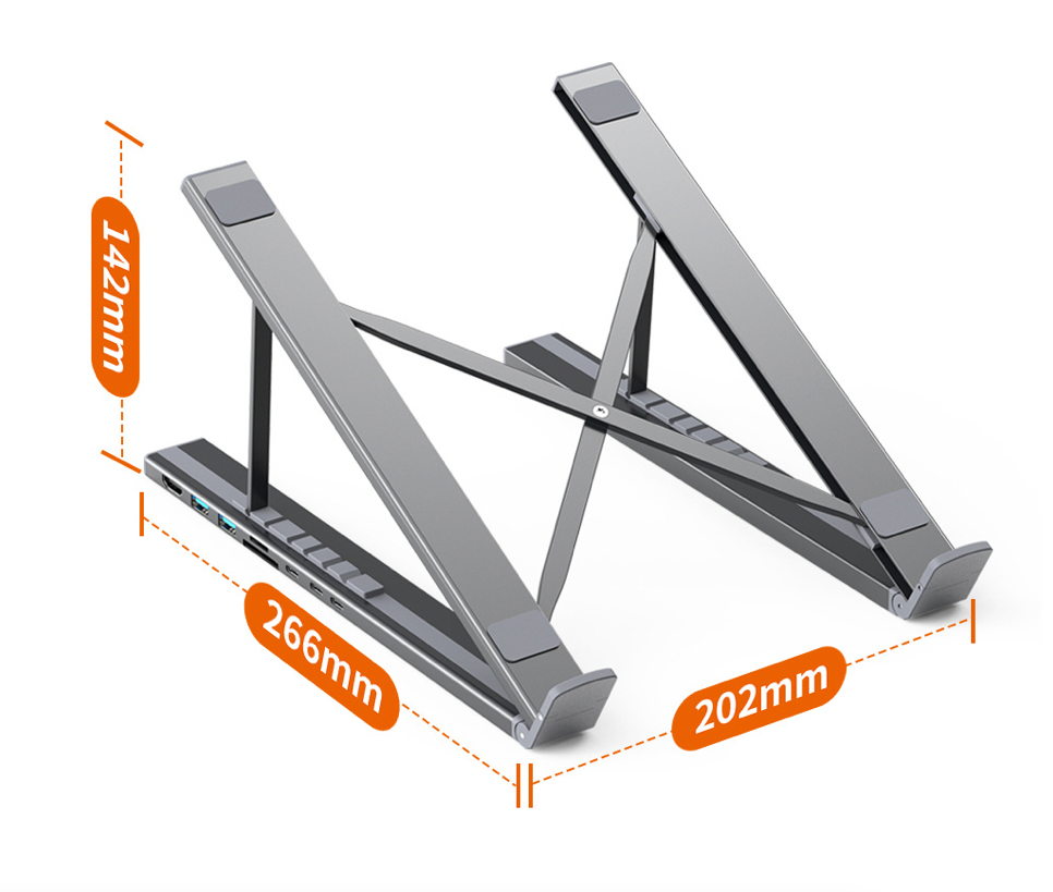 Base Apoyo aluminio Dock 7 en 1 Para Notebook Macbook Goforit