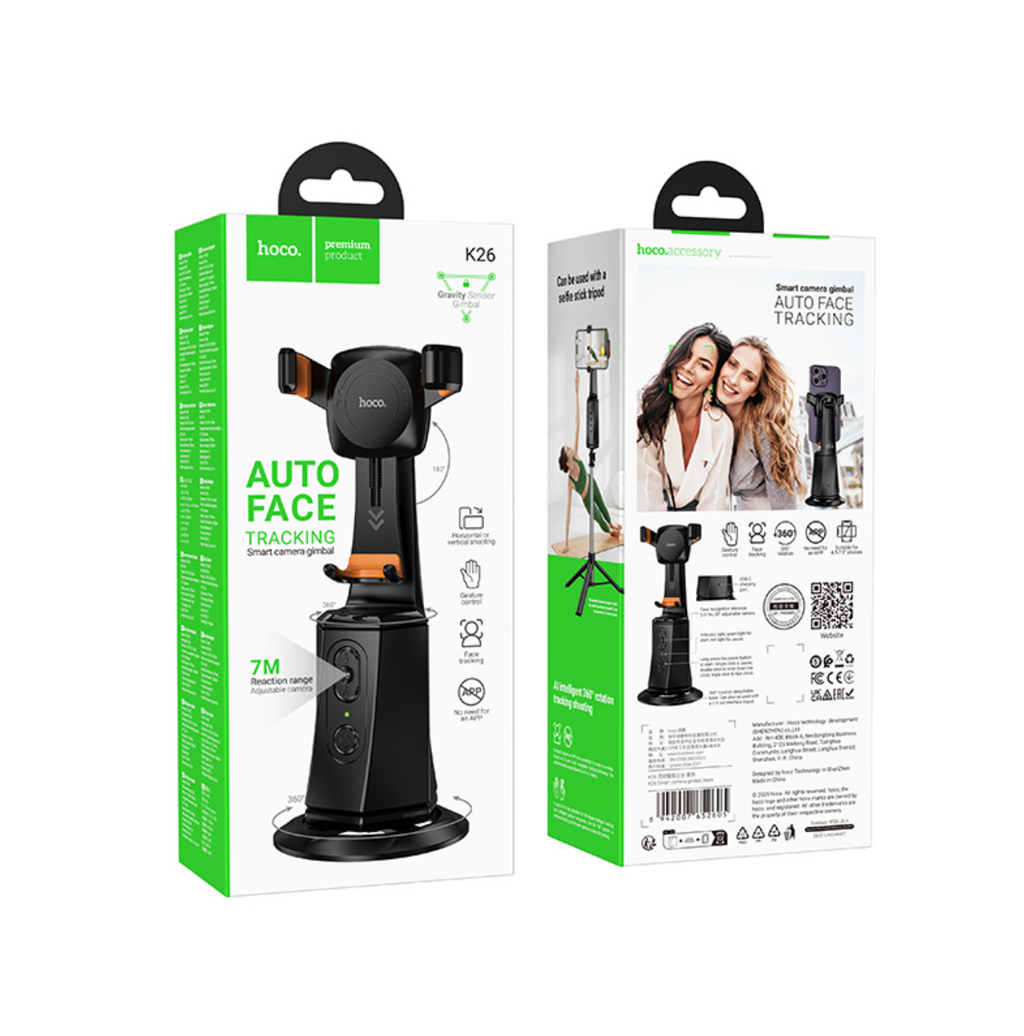 Bastón Selfie Trípode Bluetooth con Seguimiento Hoco K26 – Negro