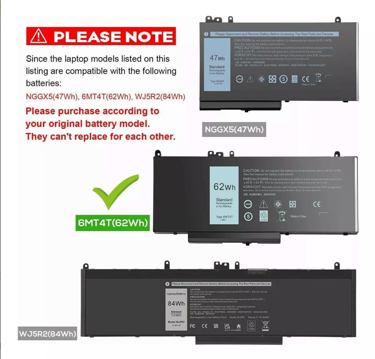 Batería Para Dell 5470 5570 6MT4T 7750 mAh