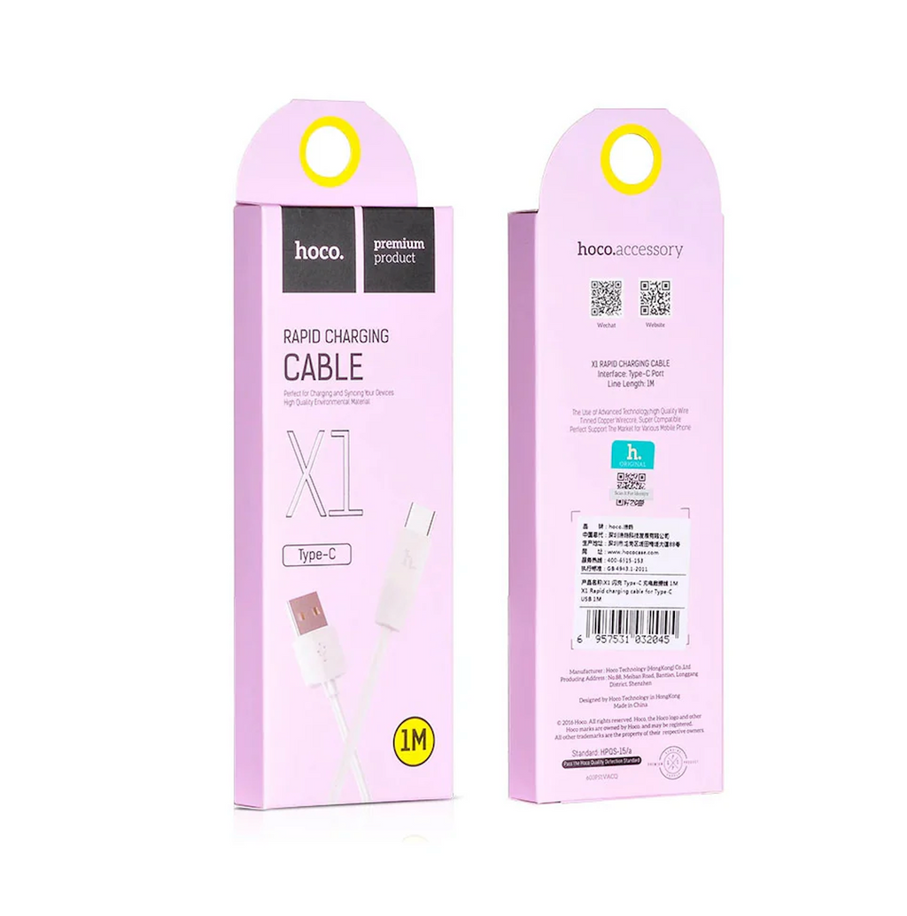 Cable Carga y Datos USb-C 1 Metro 3A Hoco X1 Blanco