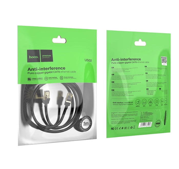 Cable de Red CAT6 Gigabit 3 Metros Conectores Gold HOCO