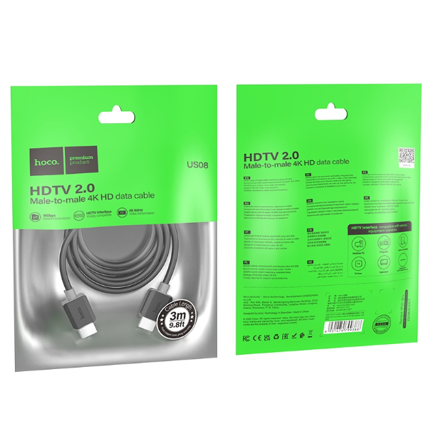 Cable HDTV HDMI 4K 60HZ 2 Metros Hoco US08
