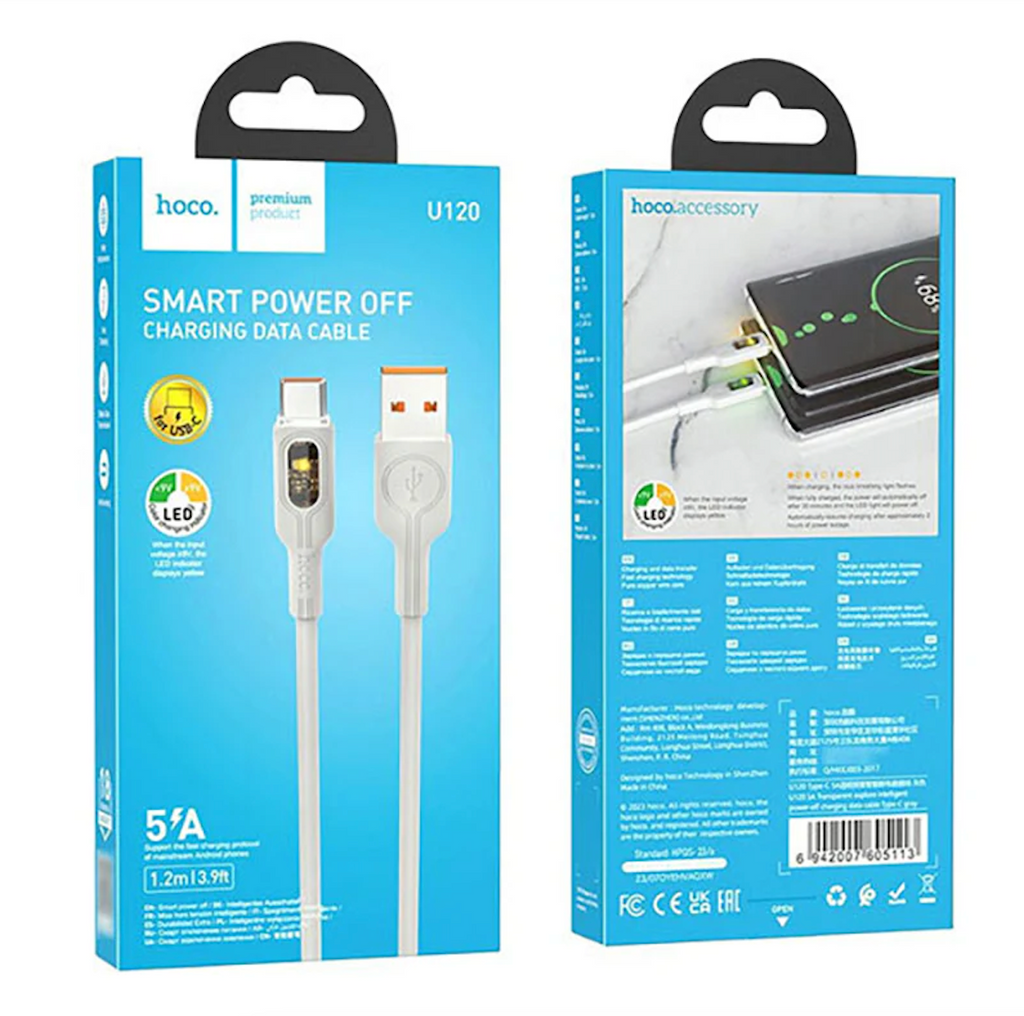 Cable iPhone Apagado Inteligente HOCO U120 Gris