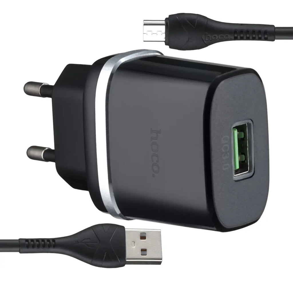 Cargador Pared con Cable Miro USB Carga Rapida 18W Hoco C12Q