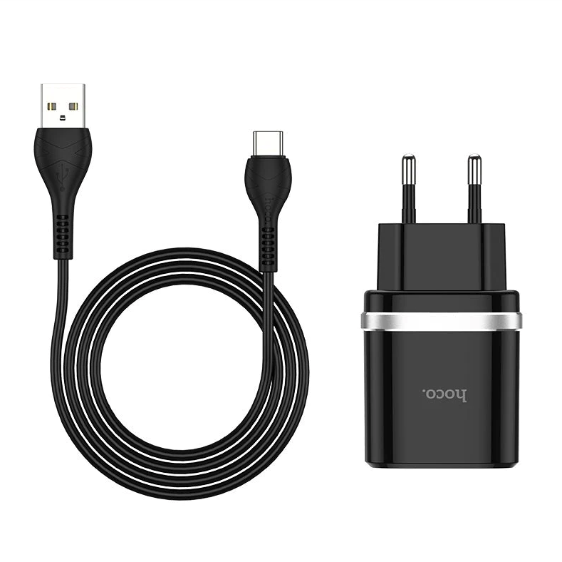 Cargador Pared con Cable Tipo C Carga Rapida 18W Hoco C12Q