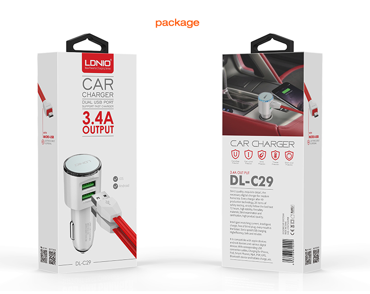 Cargador Auto Doble 3.4A Para Android LDNIO