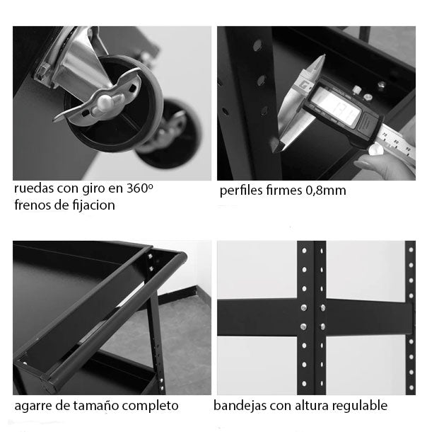 Carro Multiuso Herramientas Taller Mecanico FactoryHome M342