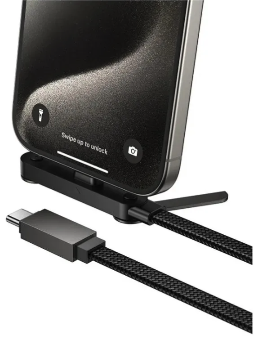 Cable USB-C Hoco U150 60W con Soporte Celular Negro