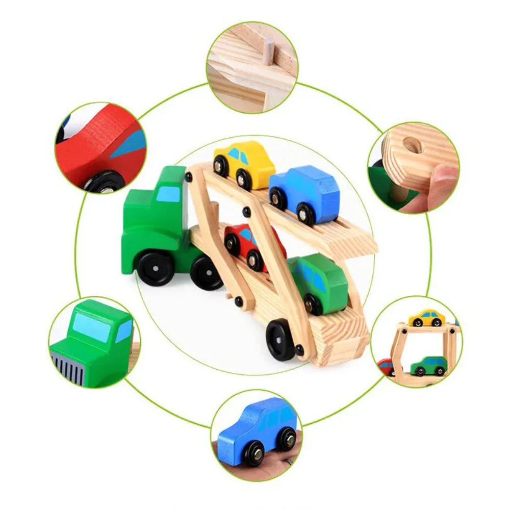 Camion Transportador de Autitos de Madera Juguete Didáctico