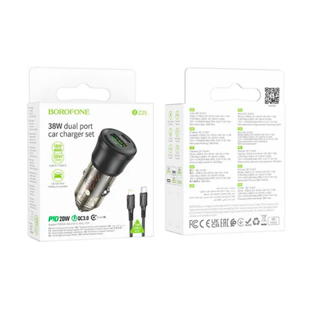 Cargador Auto Borofone BZ23 38W USB-C Lightning