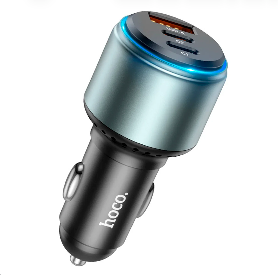 Cargador Auto Hoco NZ9 95W USB + 2 USB-C Negro
