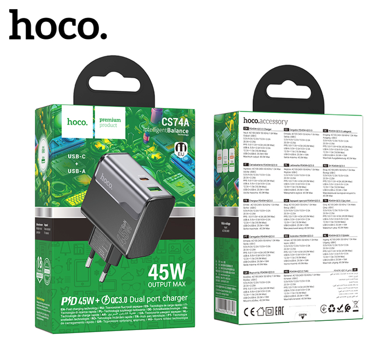 Cargador Hoco CS74A 45W USB-C Carga Rápida