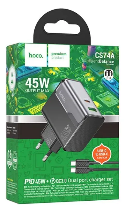 Cargador Hoco CS74A 45W USB-C Carga Rápida con Cable