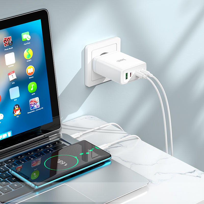 Cargador USB-C 100w Carga Rapida Notebooks Blanco Hoco N31