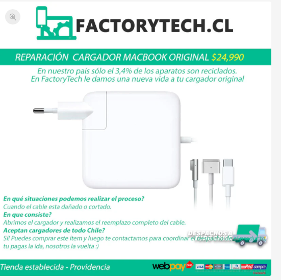 Cargadr para Macbook Air 13 45W Original Reacondicionado