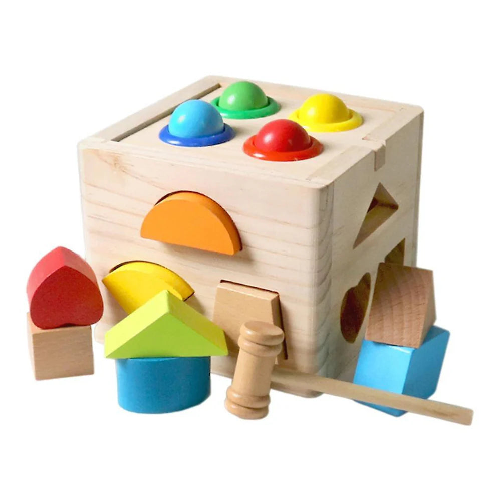 Cubo Didactico Figuras encaje Martillo Juguete Madera