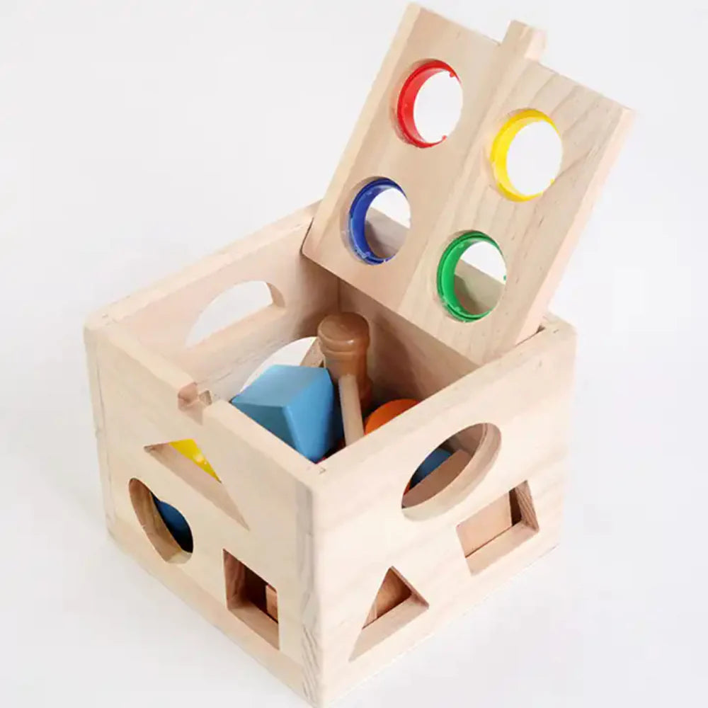 Cubo Didactico Figuras encaje Martillo Juguete Madera