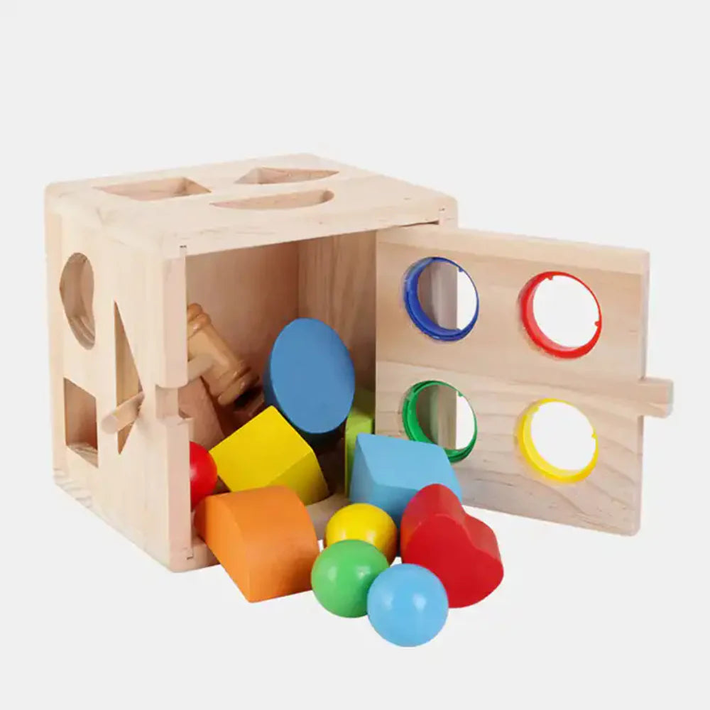 Cubo Didactico Figuras encaje Martillo Juguete Madera