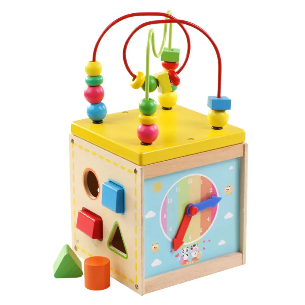 Cubo de Actividades de Madera Multicolor 5 en 1 Didactico