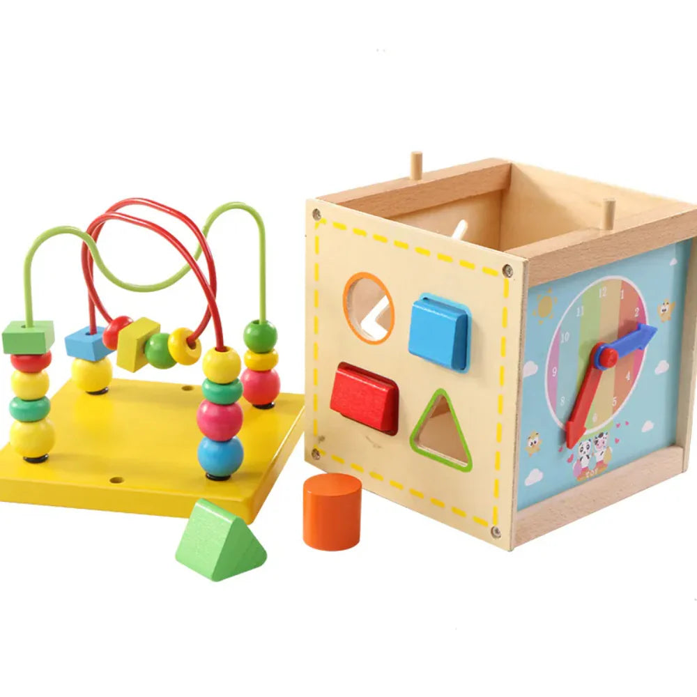 Cubo de Actividades de Madera Multicolor 5 en 1 Didactico