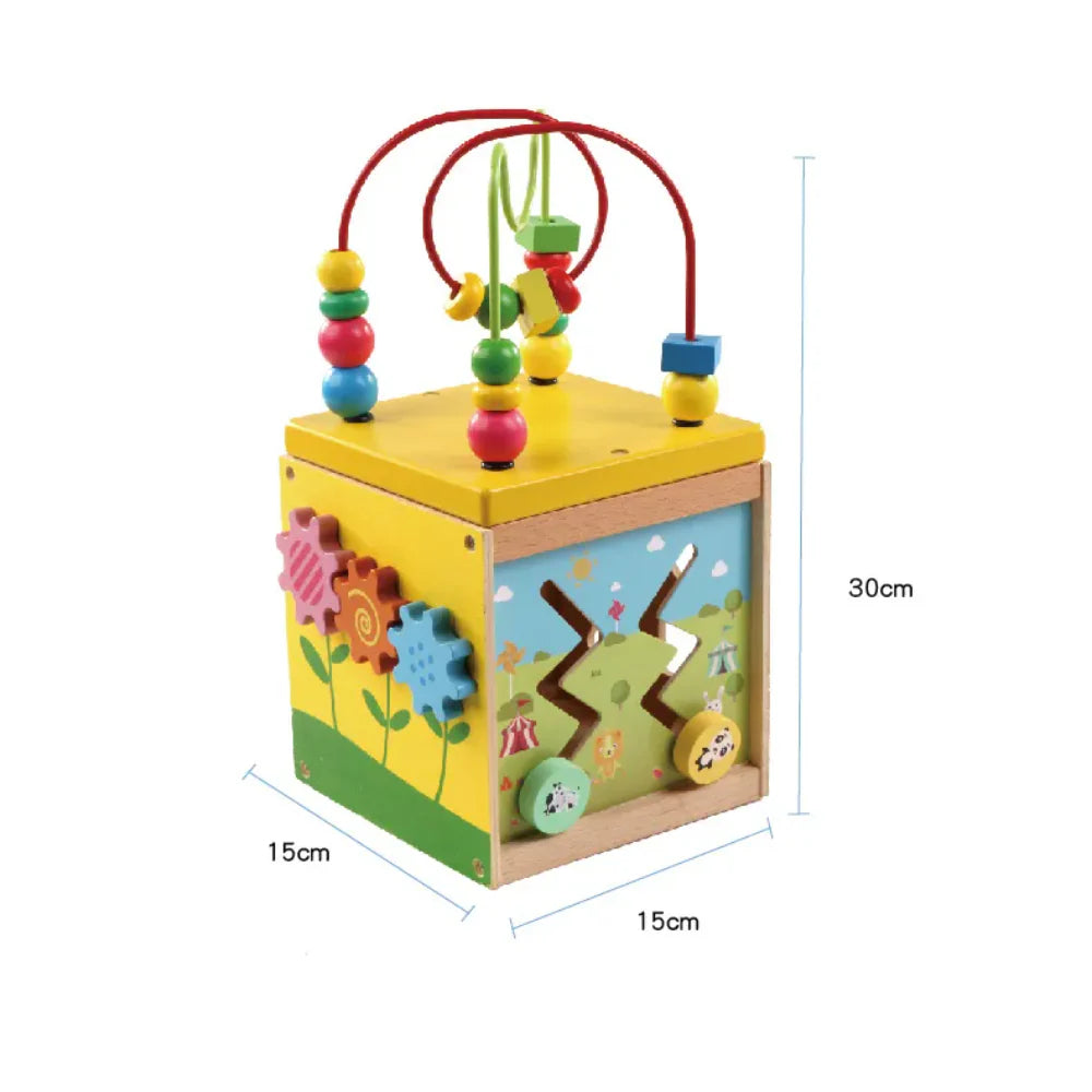 Cubo de Actividades de Madera Multicolor 5 en 1 Didactico