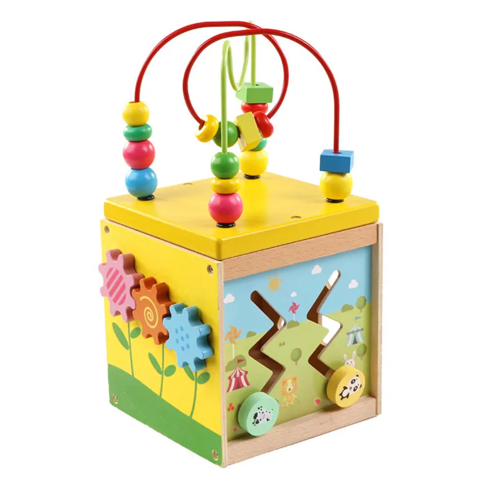 Cubo de Actividades de Madera Multicolor 5 en 1 Didactico