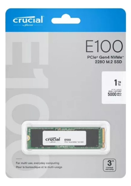 Disco SSD 480GB NVMe PCIex 4.0 M.2 2280 Crucial E100