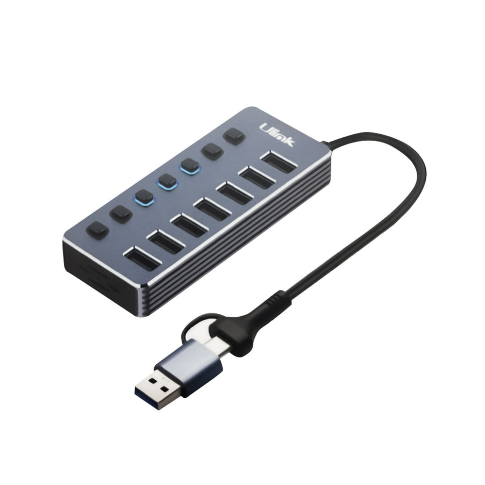 HUB 7 Puertos USB/USB-C Ulink UL-HUBCA7 Aluminio con Switch