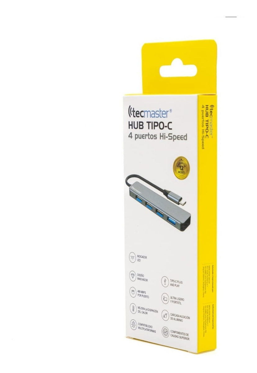 Hub Tipo-C USB 4 Puertos Para Macbook Notebooks Tecmaster