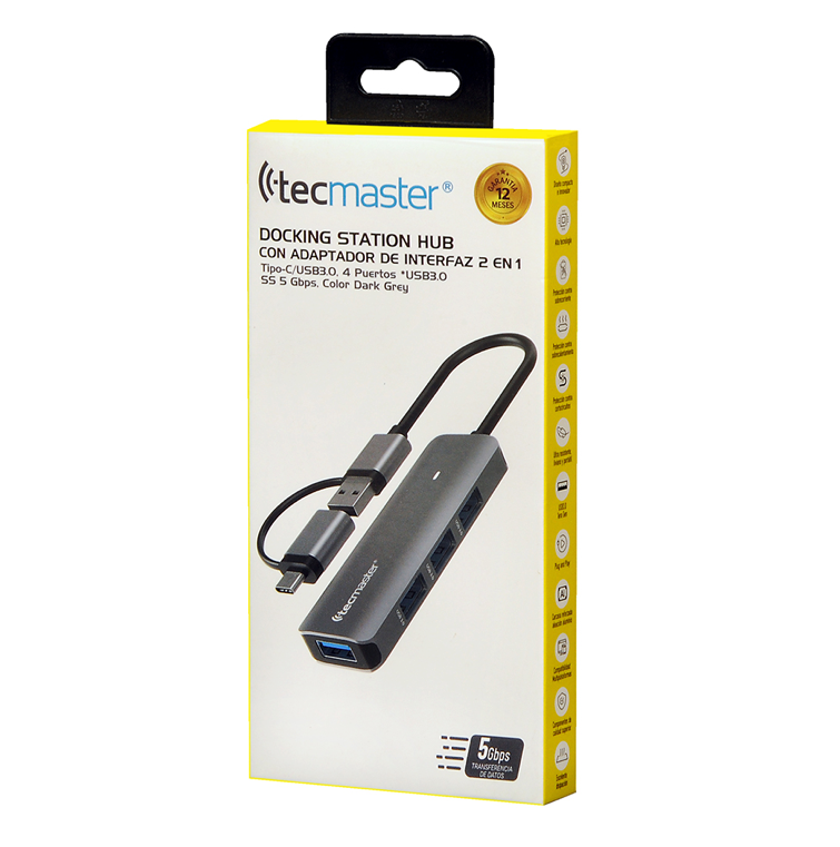 Hub Tipo-C/USB, 4 Puertos Usb 3.1 Macbook Notebook Tecmaster