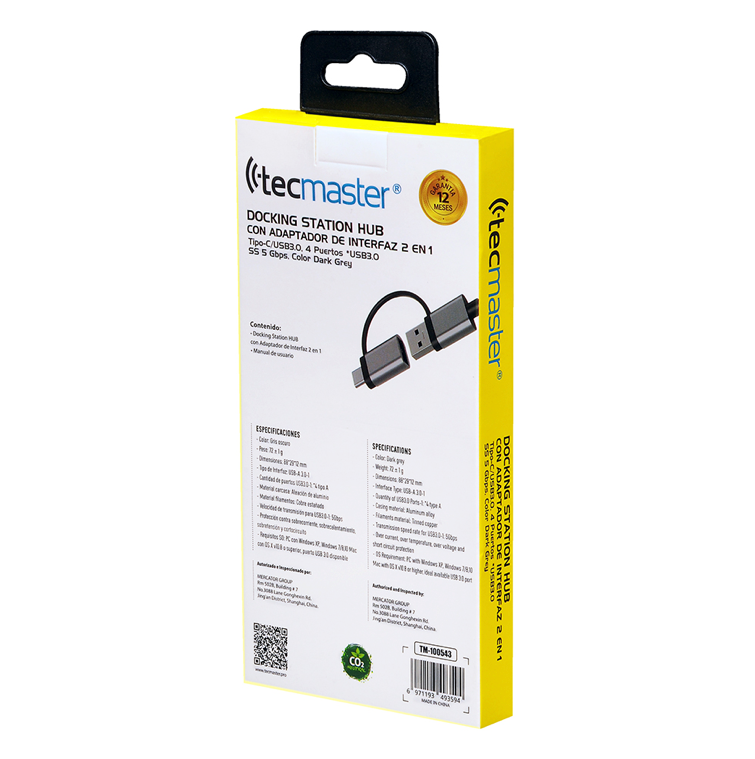 Hub Tipo-C/USB, 4 Puertos Usb 3.1 Macbook Notebook Tecmaster