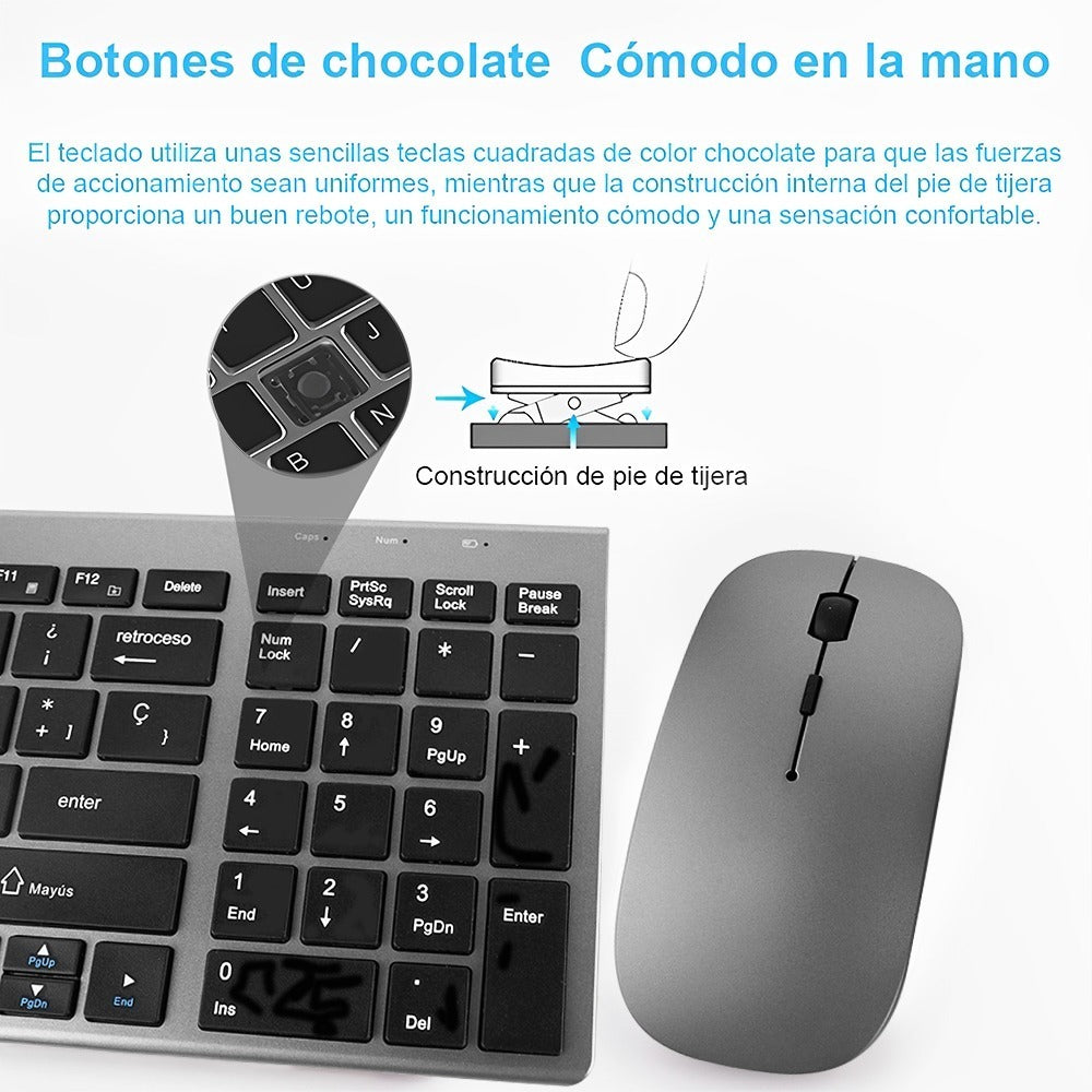 Kit Mouse Teclado Para Macbook Notebook Inalambrico Goforit ESP