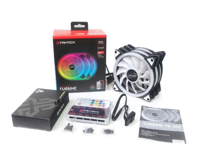Kit Ventiladores Gamer 120MM Fantech Turbine FB-301 RGB