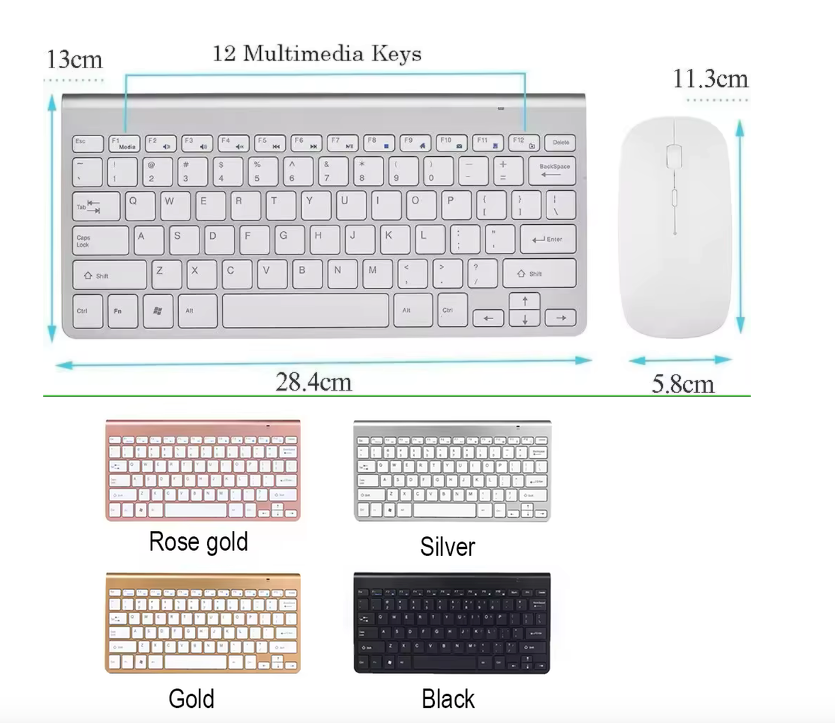 Kit Mouse/Teclado compatible con Mac y Notebook Inalambrico Pink