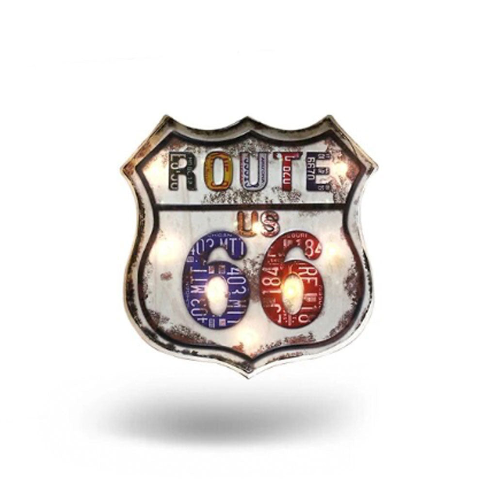 Letrero Retro Con Luz LED Ruta 66 FactoryHome