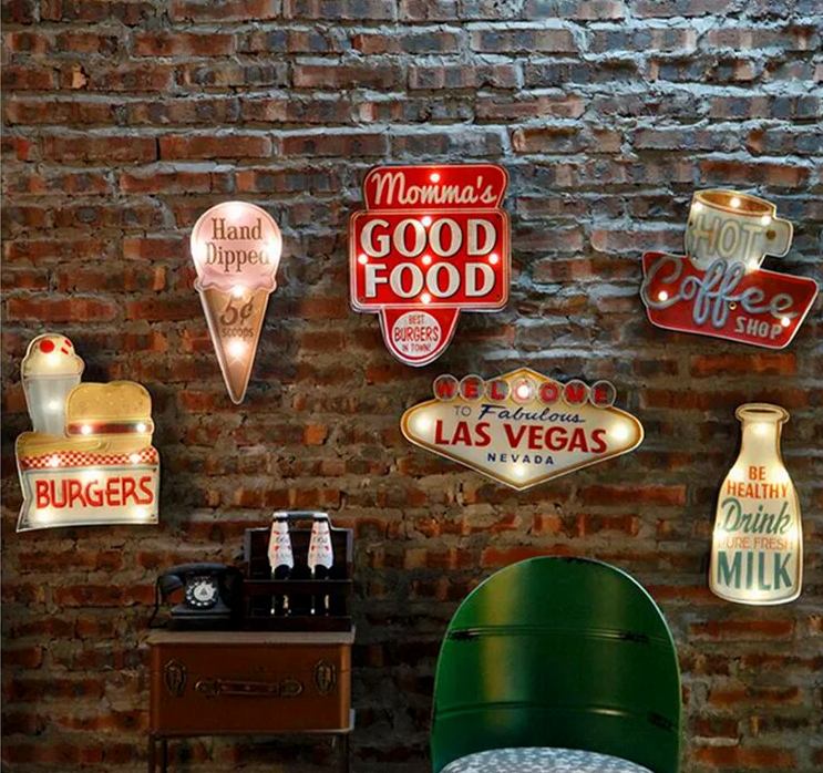 Letrero Retro Con Luz LED Ruta 66 FactoryHome