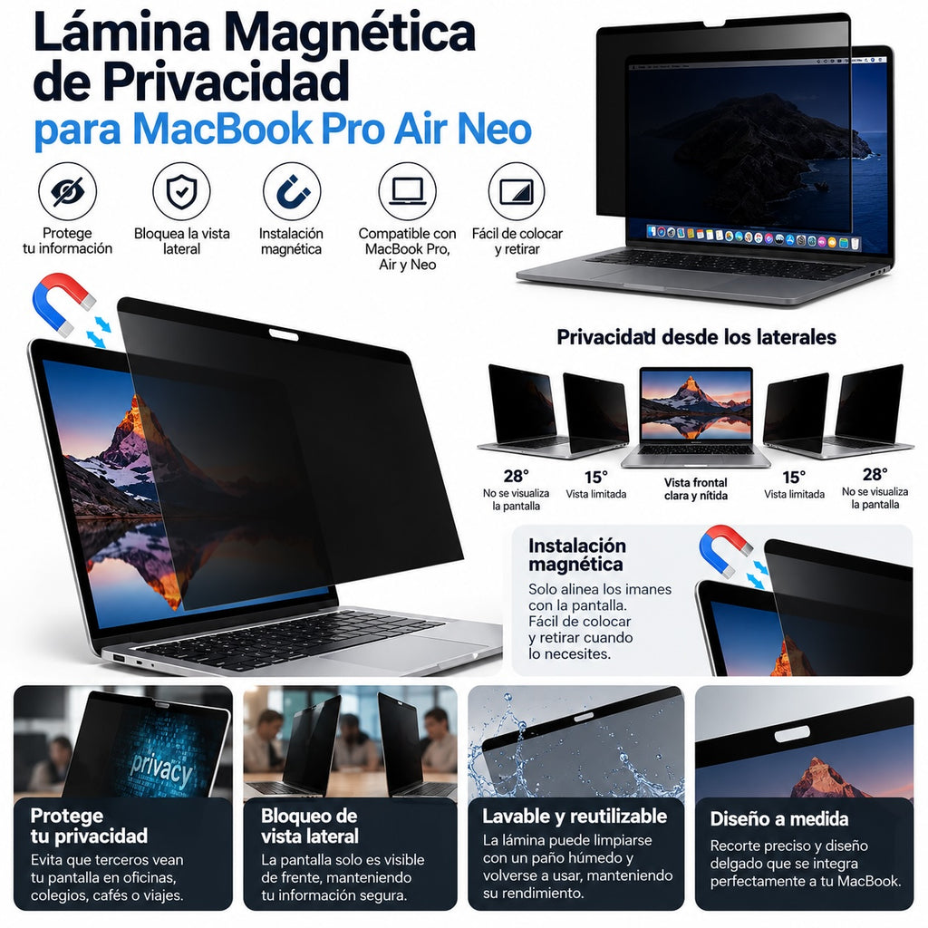 Lámina Magnética Privacidad MacBook Air 13 A1932 A2179 A2337