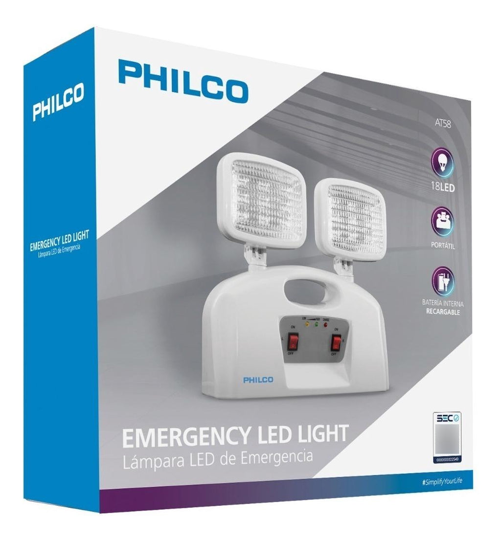 Lampara Emergencia LED con Bateria Recargable Philco AT58