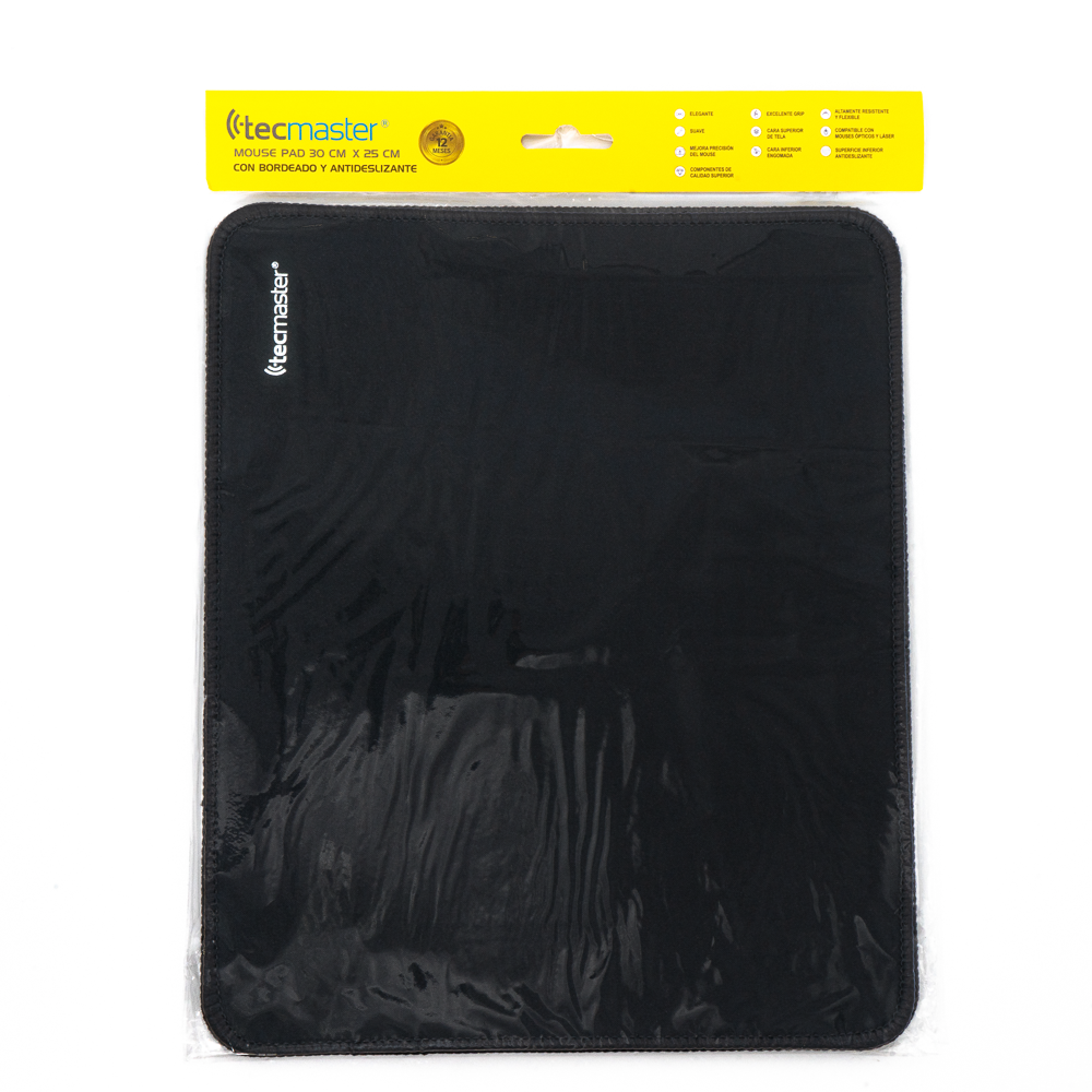 Mouse Pad Antideslizante 30x25cm Negro Tecmaster